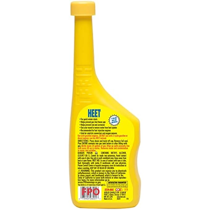 HEET 28201-24PK GAS LINE ANTIFREEZE AND WATER REMOVER, 12 FL OZ. (PACK OF 24) - Image 2